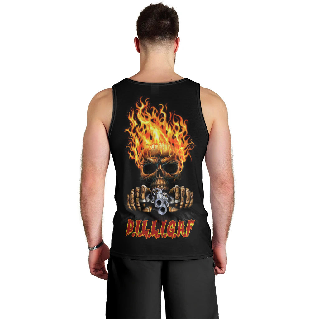 Dilligaf Flame Skull With G Men Tank Top - Wonder Print Shop