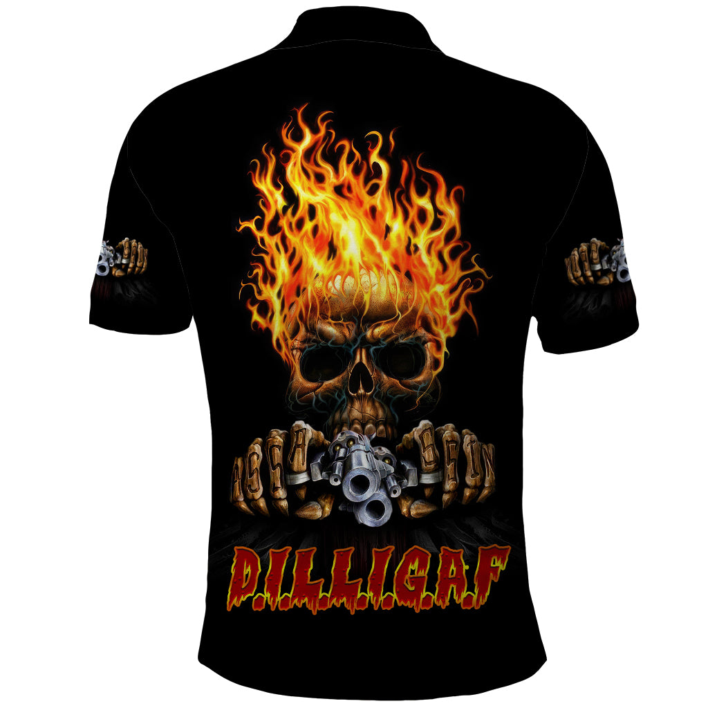 Dilligaf Flame Skull With G Polo Shirt - Wonder Print Shop