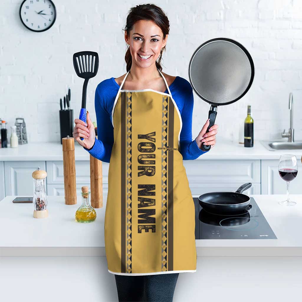 Custom Retro Bowling Apron with Diamond Stripe Pattern North Bowl Logo - Wonder Print Shop