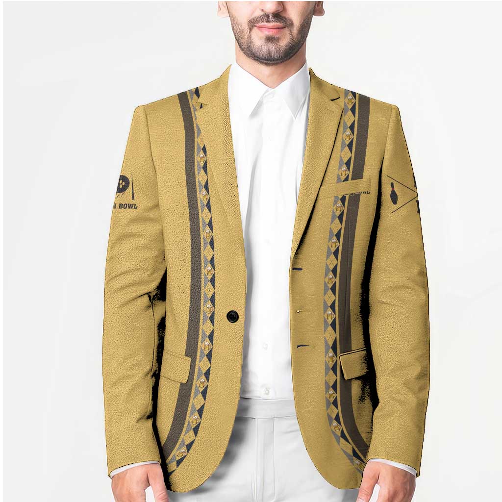 Custom Retro Bowling Blazer with Diamond Stripe Pattern North Bowl Logo - Wonder Print Shop