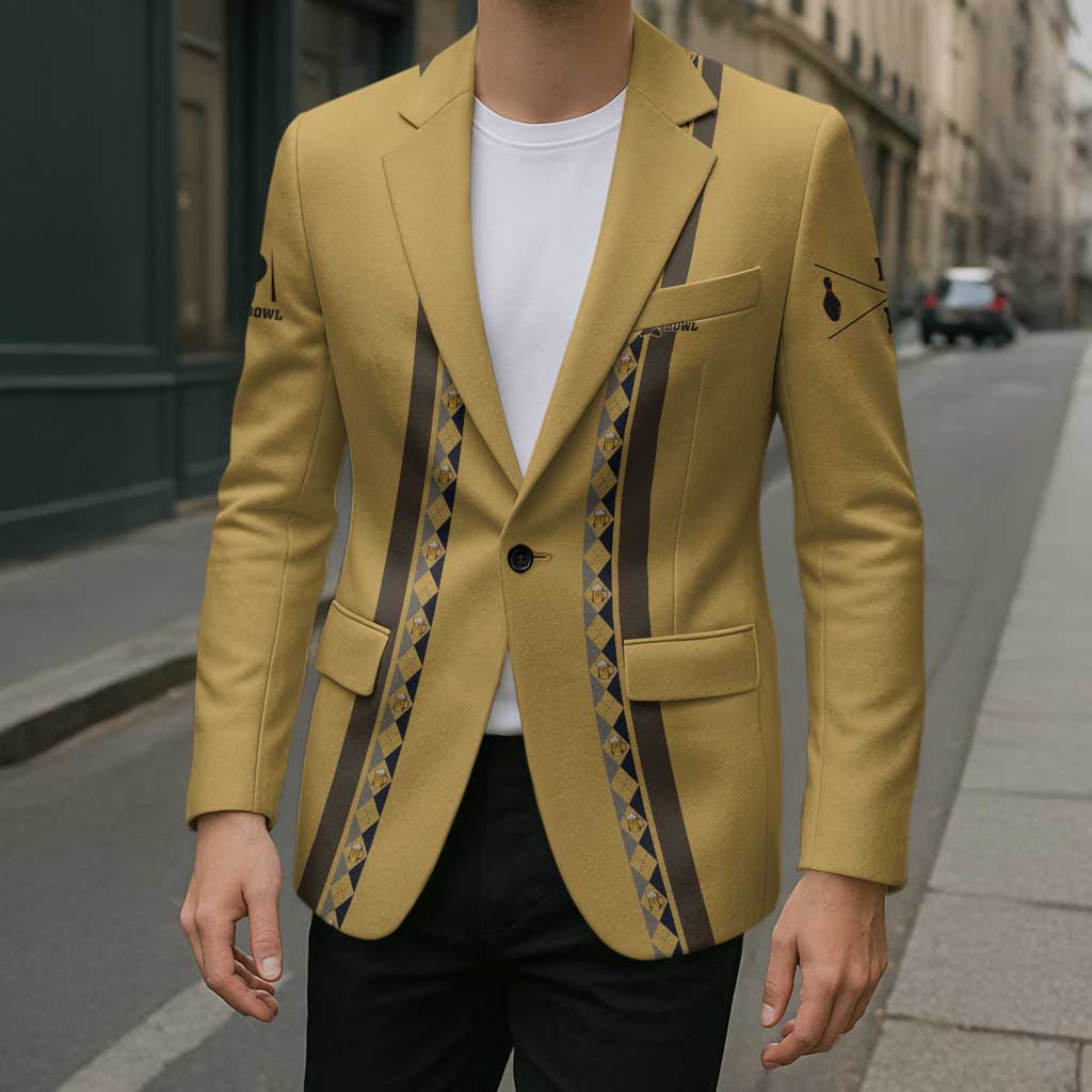 Custom Retro Bowling Blazer with Diamond Stripe Pattern North Bowl Logo - Wonder Print Shop