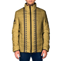 Custom Retro Bowling Padded Jacket with Diamond Stripe Pattern North Bowl Logo - Wonder Print Shop