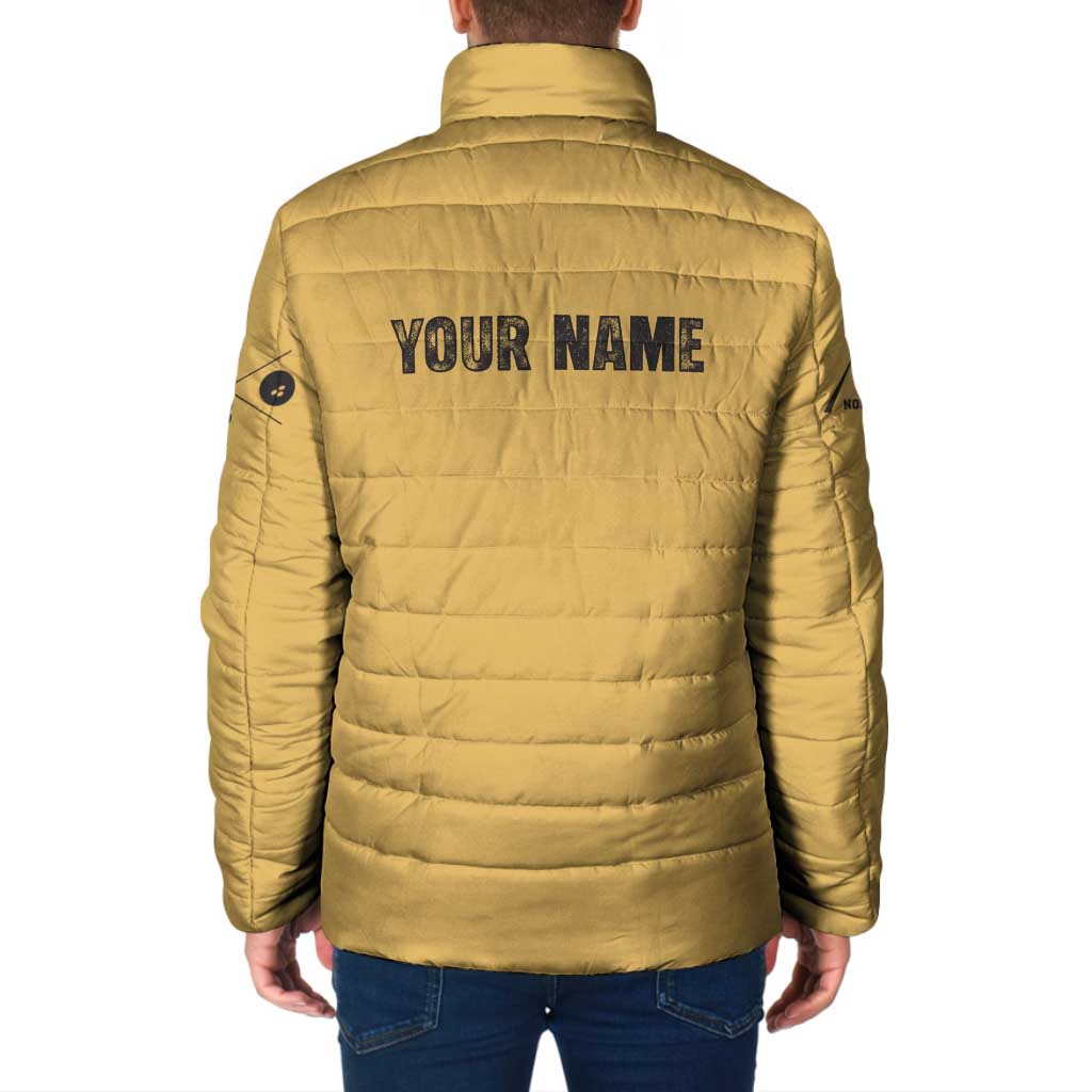Custom Retro Bowling Padded Jacket with Diamond Stripe Pattern North Bowl Logo - Wonder Print Shop