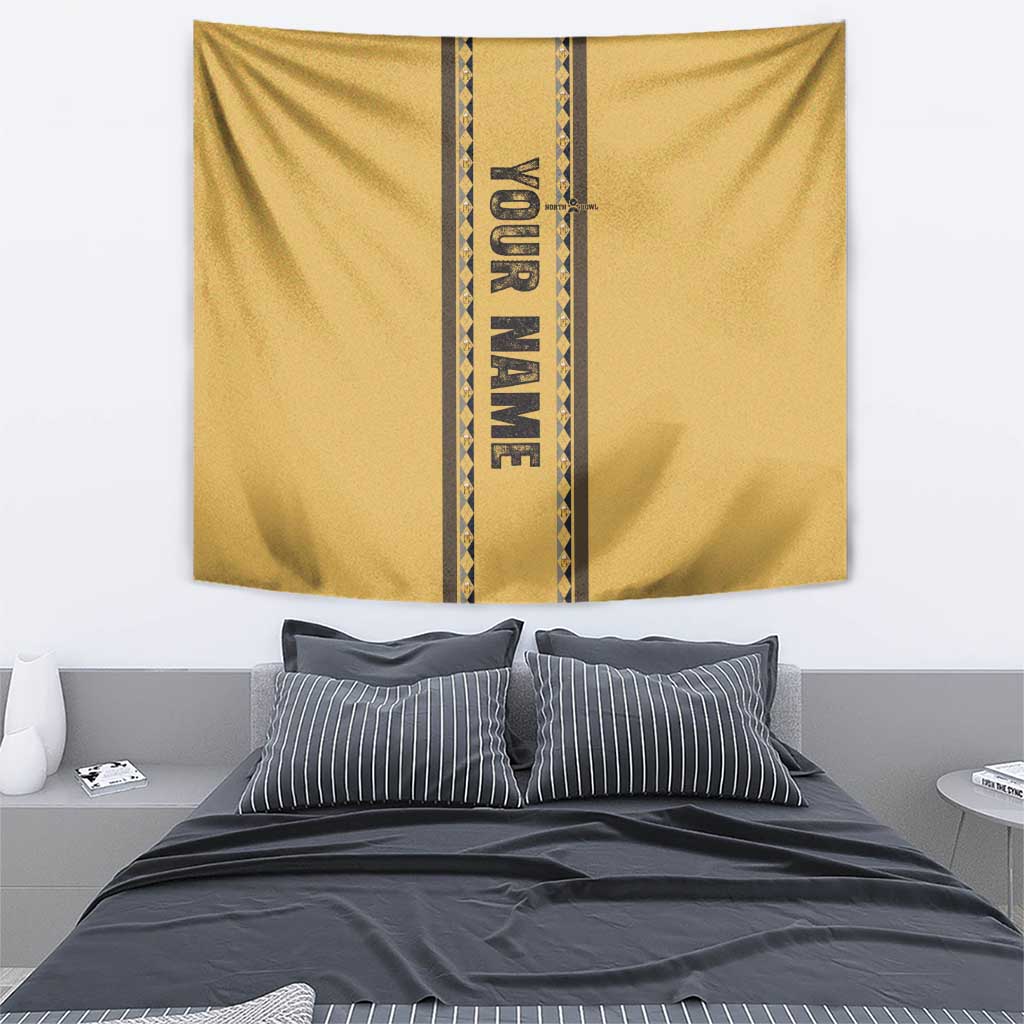 Custom Retro Bowling Tapestry with Diamond Stripe Pattern North Bowl Logo - Wonder Print Shop