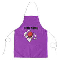 Personalized Purple Black Retro Bowling Apron with Cartoon Strike - Wonder Print Shop