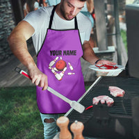 Personalized Purple Black Retro Bowling Apron with Cartoon Strike - Wonder Print Shop