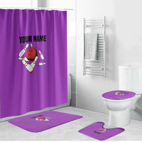 Personalized Purple Black Retro Bowling Bathroom Set with Cartoon Strike - Wonder Print Shop