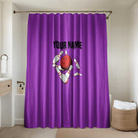 Personalized Purple Black Retro Bowling Bathroom Set with Cartoon Strike - Wonder Print Shop