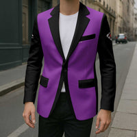 Personalized Purple Black Retro Bowling Blazer with Cartoon Strike - Wonder Print Shop
