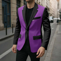 Personalized Purple Black Retro Bowling Blazer with Cartoon Strike - Wonder Print Shop