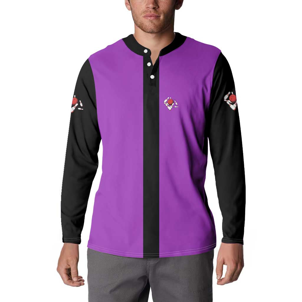 Personalized Purple Black Retro Bowling Button Sweatshirt with Cartoon Strike - Wonder Print Shop