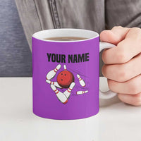 Personalized Purple Black Retro Bowling Ceramic Mug with Cartoon Strike - Wonder Print Shop