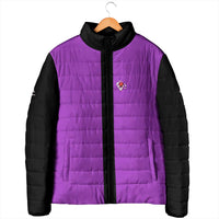 Personalized Purple Black Retro Bowling Padded Jacket with Cartoon Strike - Wonder Print Shop
