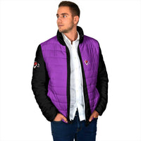 Personalized Purple Black Retro Bowling Padded Jacket with Cartoon Strike - Wonder Print Shop