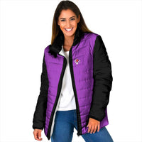 Personalized Purple Black Retro Bowling Padded Jacket with Cartoon Strike - Wonder Print Shop