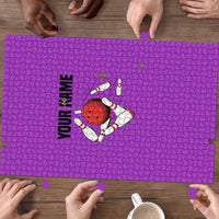 Personalized Purple Black Retro Bowling Puzzle with Cartoon Strike - Wonder Print Shop