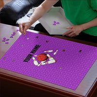 Personalized Purple Black Retro Bowling Puzzle with Cartoon Strike - Wonder Print Shop