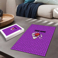Personalized Purple Black Retro Bowling Puzzle with Cartoon Strike - Wonder Print Shop