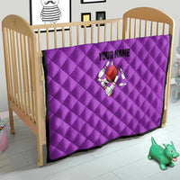 Personalized Purple Black Retro Bowling Quilt with Cartoon Strike - Wonder Print Shop