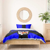 Custom Blue and Black Bowling Bedding Set with Exploding Strike Design Pin Graphics - Wonder Print Shop