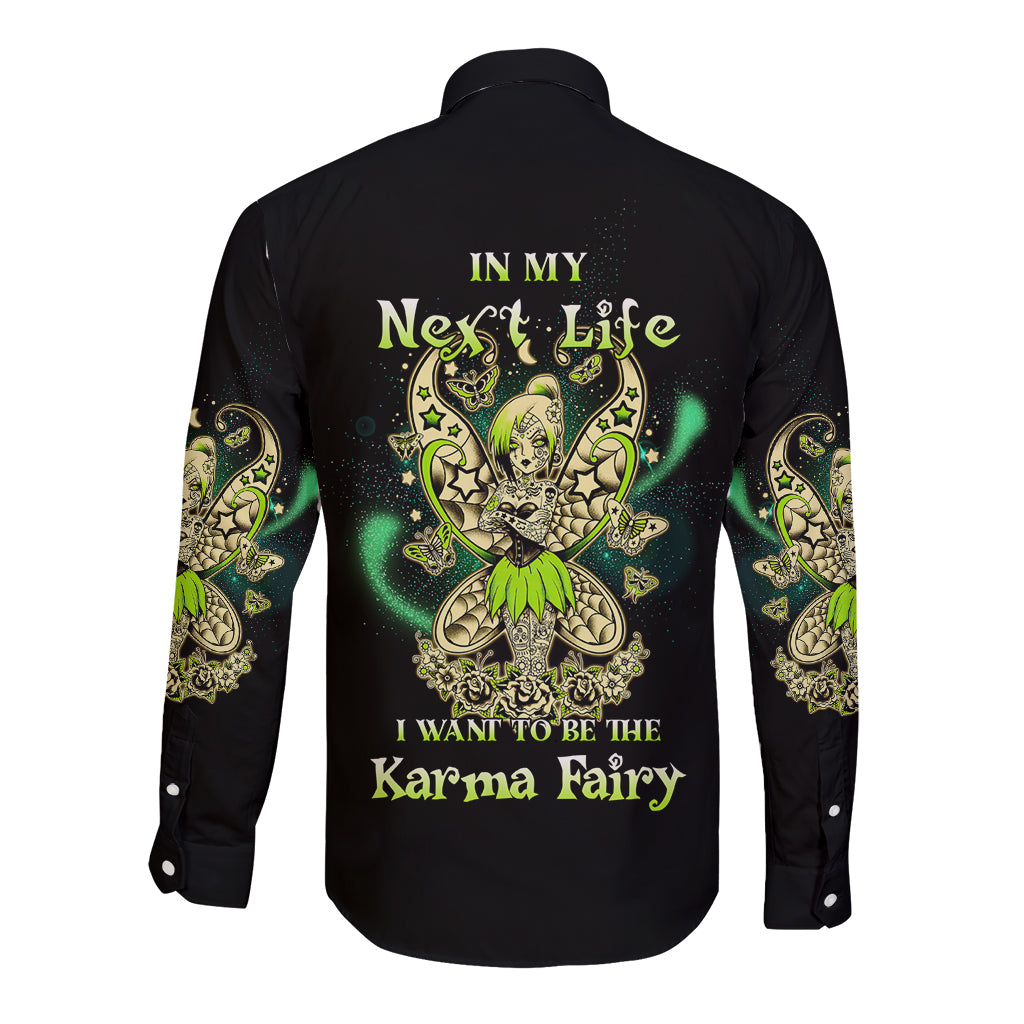 Karma Fairy Skull Long Sleeve Button Shirt - Wonder Print Shop