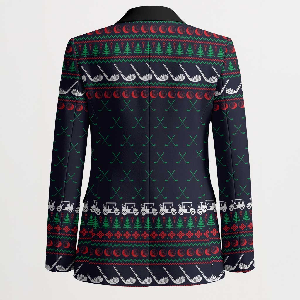 Santa Hole in One Christmas Blazer with Golf Clubs and Festive Pattern - Wonder Print Shop