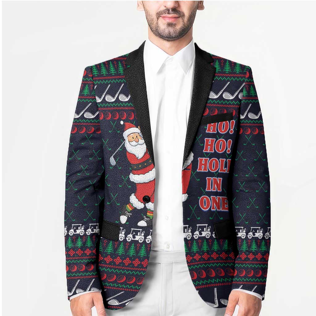 Santa Hole in One Christmas Blazer with Golf Clubs and Festive Pattern - Wonder Print Shop
