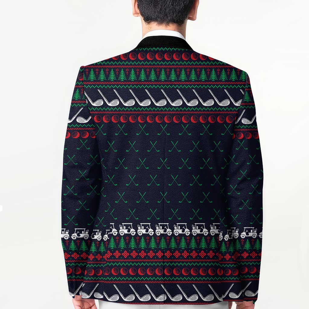 Santa Hole in One Christmas Blazer with Golf Clubs and Festive Pattern - Wonder Print Shop