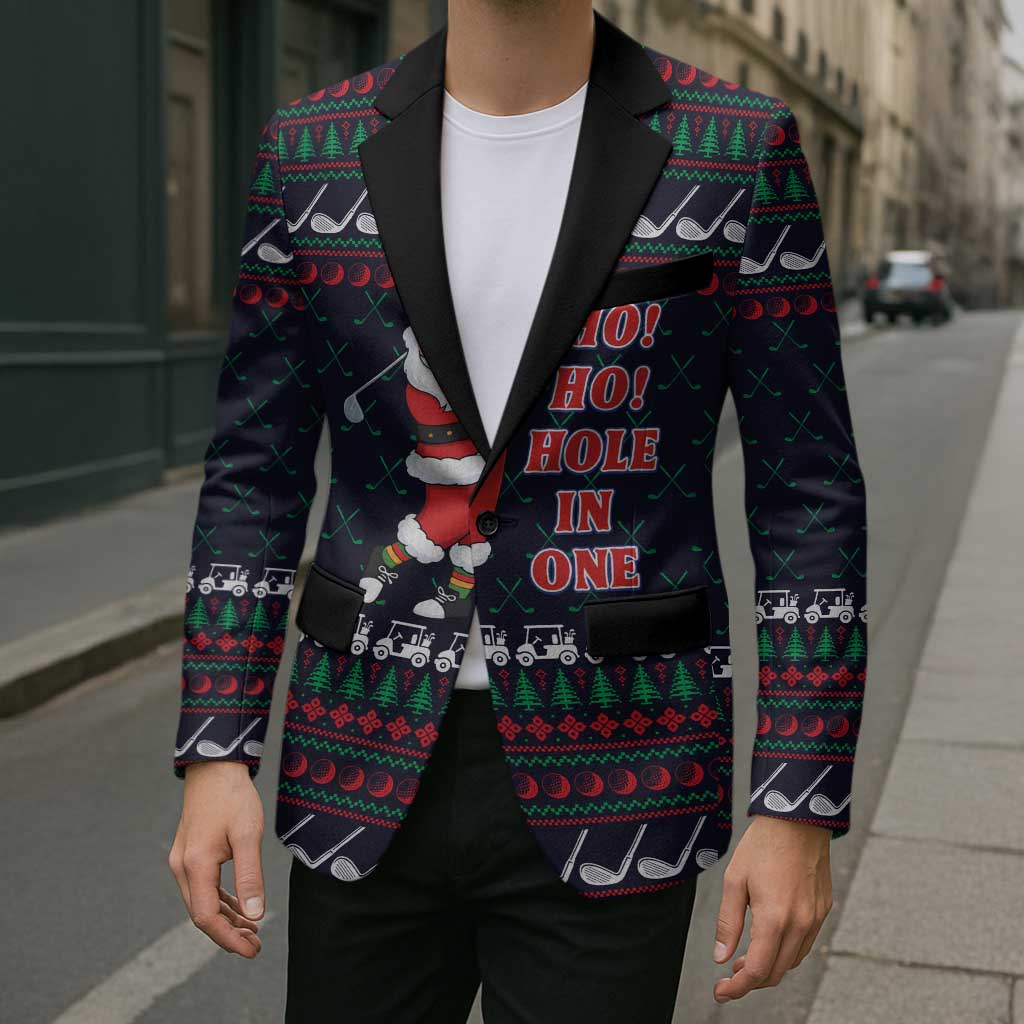 Santa Hole in One Christmas Blazer with Golf Clubs and Festive Pattern - Wonder Print Shop