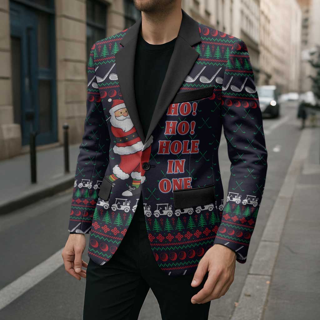 Santa Hole in One Christmas Blazer with Golf Clubs and Festive Pattern - Wonder Print Shop