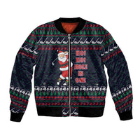 Santa Hole in One Christmas Bomber Jacket with Golf Clubs and Festive Pattern - Wonder Print Shop