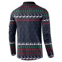 Santa Hole in One Christmas Button Sweatshirt with Golf Clubs and Festive Pattern - Wonder Print Shop