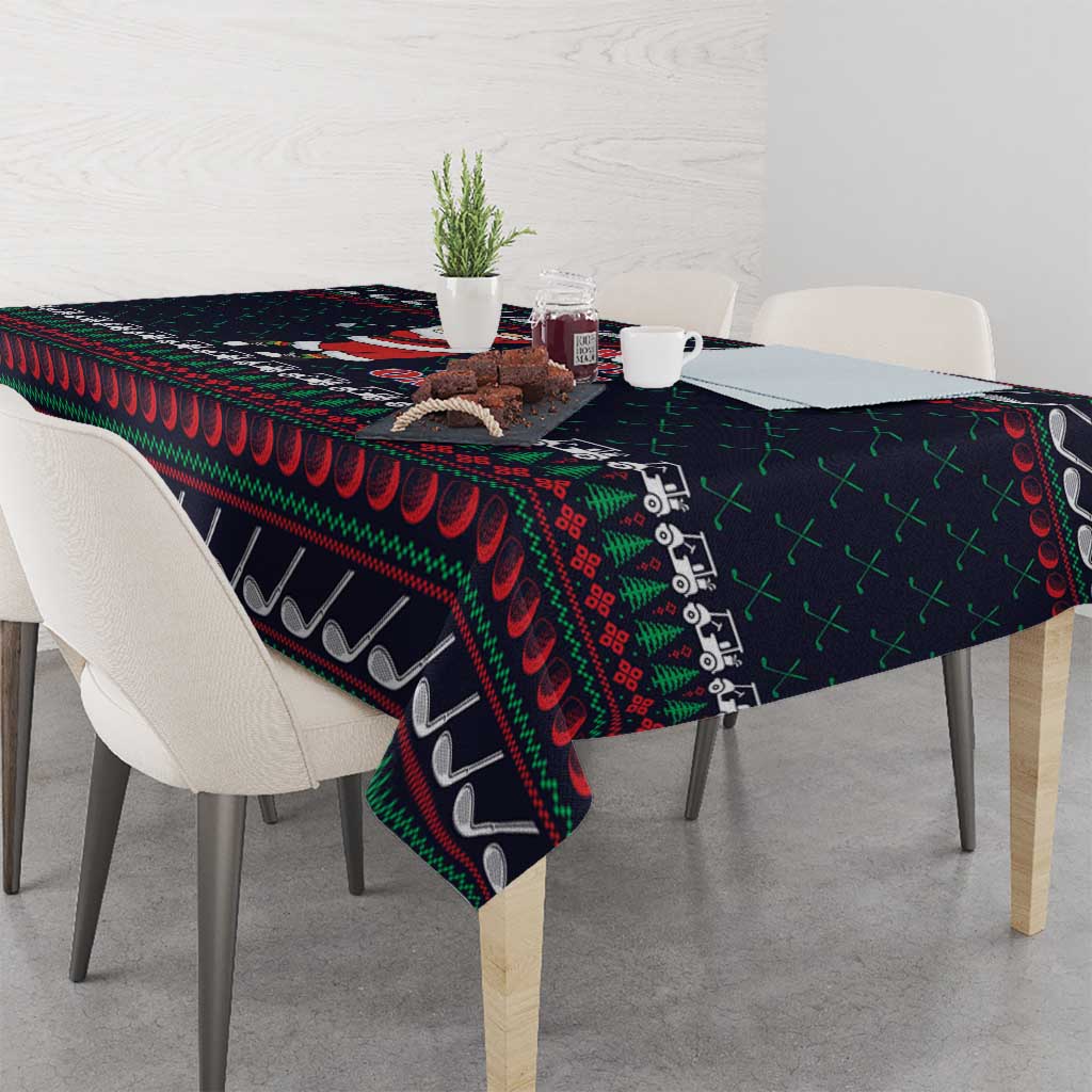 Santa Hole in One Christmas Tablecloth with Golf Clubs and Festive Pattern - Wonder Print Shop