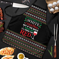 White and Red Christmas Wine Apron with Festive Pattern and Holiday Cheer - Wonder Print Shop