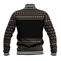 White and Red Christmas Wine Baseball Jacket with Festive Pattern and Holiday Cheer - Wonder Print Shop