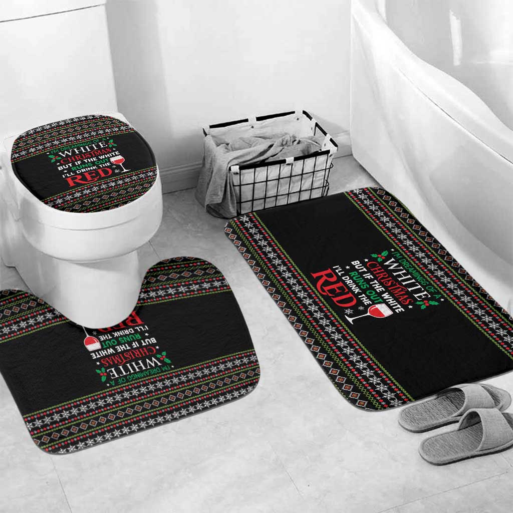 White and Red Christmas Wine Bathroom Set with Festive Pattern and Holiday Cheer - Wonder Print Shop