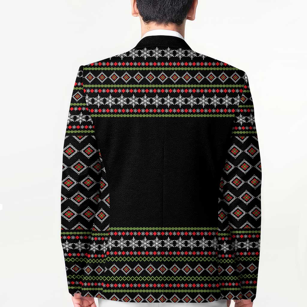 White and Red Christmas Wine Blazer with Festive Pattern and Holiday Cheer - Wonder Print Shop