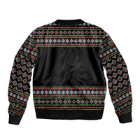 White and Red Christmas Wine Bomber Jacket with Festive Pattern and Holiday Cheer - Wonder Print Shop