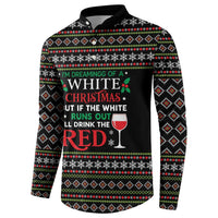 White and Red Christmas Wine Button Sweatshirt with Festive Pattern and Holiday Cheer - Wonder Print Shop