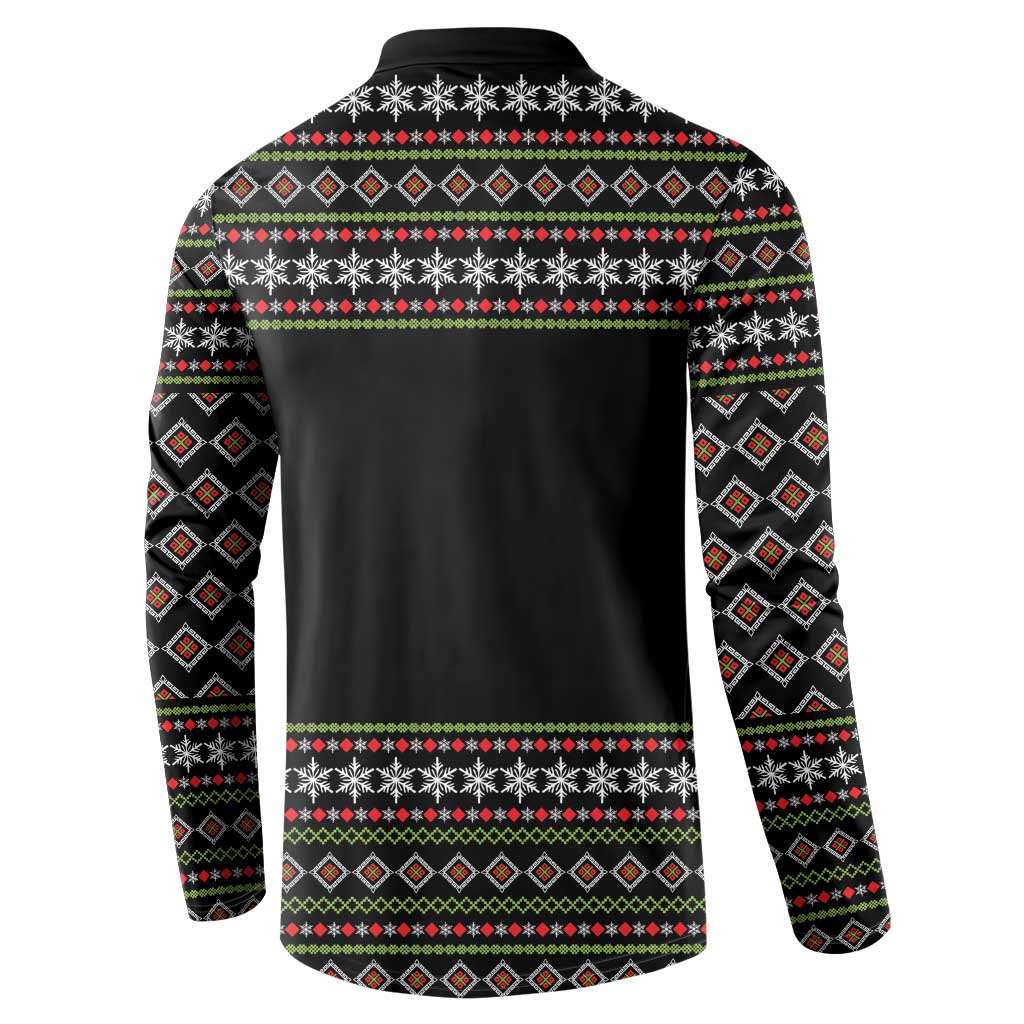 White and Red Christmas Wine Button Sweatshirt with Festive Pattern and Holiday Cheer - Wonder Print Shop