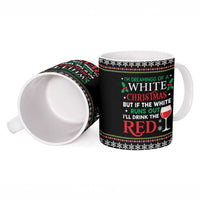 White and Red Christmas Wine Ceramic Mug with Festive Pattern and Holiday Cheer - Wonder Print Shop