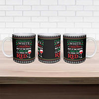 White and Red Christmas Wine Ceramic Mug with Festive Pattern and Holiday Cheer - Wonder Print Shop