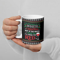 White and Red Christmas Wine Ceramic Mug with Festive Pattern and Holiday Cheer - Wonder Print Shop