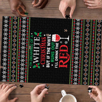 White and Red Christmas Wine Puzzle with Festive Pattern and Holiday Cheer - Wonder Print Shop