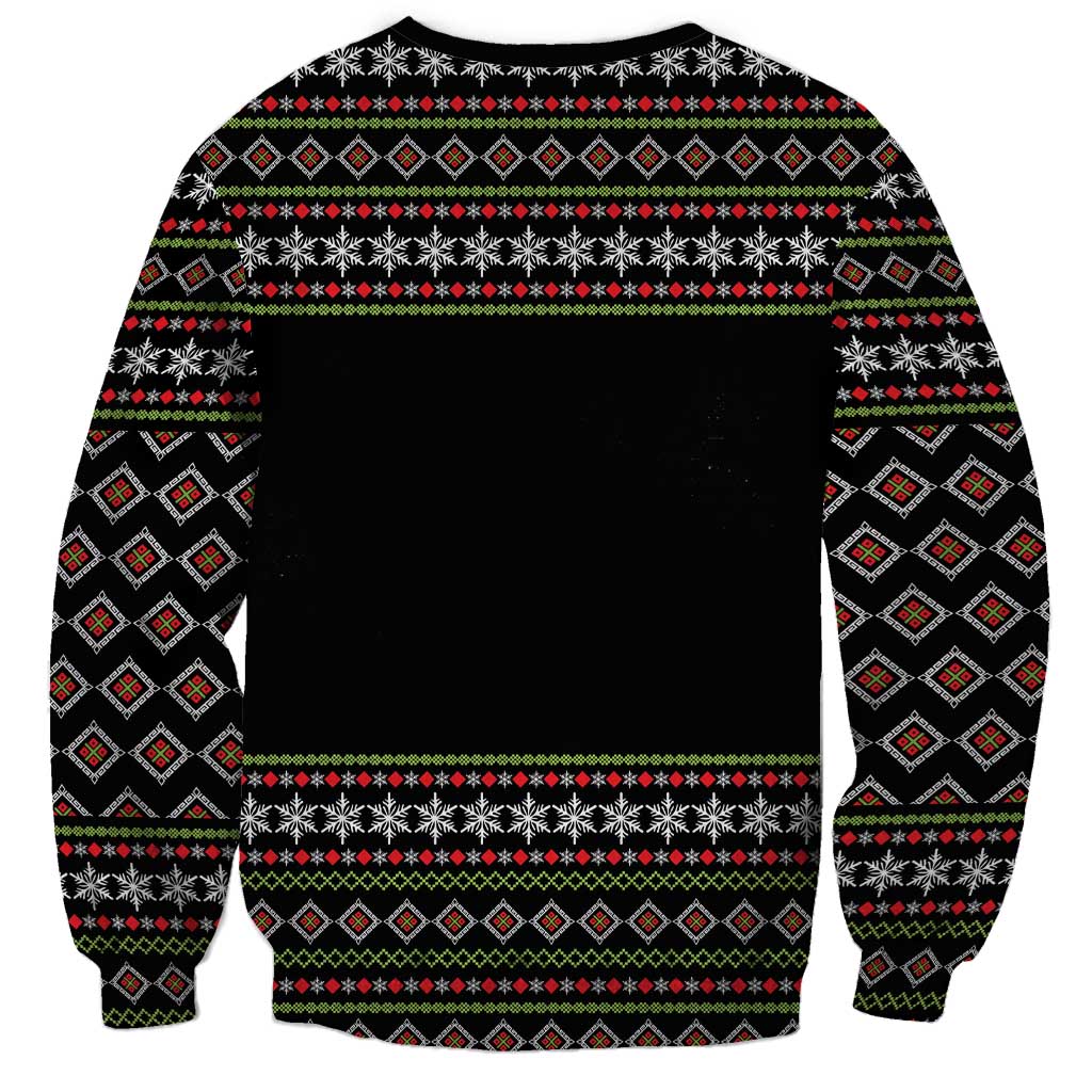 White and Red Christmas Wine Sweatshirt with Festive Pattern and Holiday Cheer - Wonder Print Shop