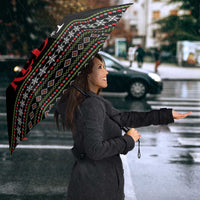 White and Red Christmas Wine Umbrella with Festive Pattern and Holiday Cheer - Wonder Print Shop