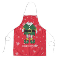 Bossy Elf Christmas Apron with Snowflakes and Striped Sleeves - Wonder Print Shop