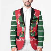 Bossy Elf Christmas Blazer with Snowflakes and Striped Sleeves - Wonder Print Shop