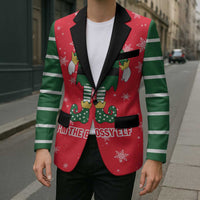 Bossy Elf Christmas Blazer with Snowflakes and Striped Sleeves - Wonder Print Shop