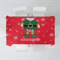 Bossy Elf Christmas Tablecloth with Snowflakes and Striped Sleeves - Wonder Print Shop